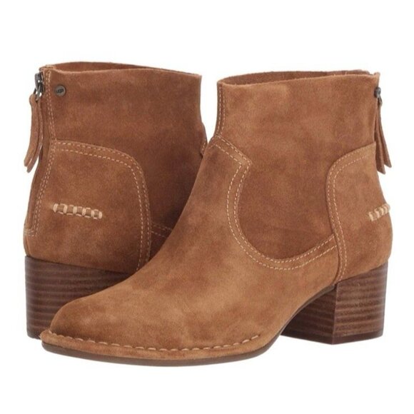 UGG Bandara Brown Suede Ankle Boot 9.5 Cozy Chic Cottagecore Rustic Chic Scuff - Picture 2 of 16